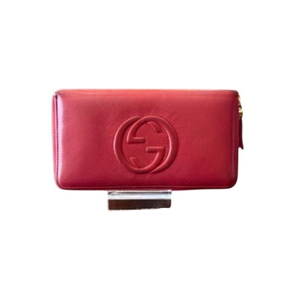 GUCCI Soho Leather Round Zipper Long Wallet in Red*Tassel Zipper - Picture 1 of 16
